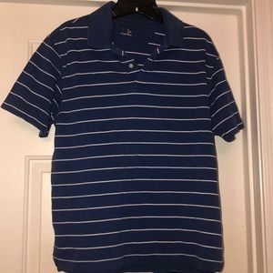 St Johns Bay Polo. MEDIUM. Blue with White Stripes